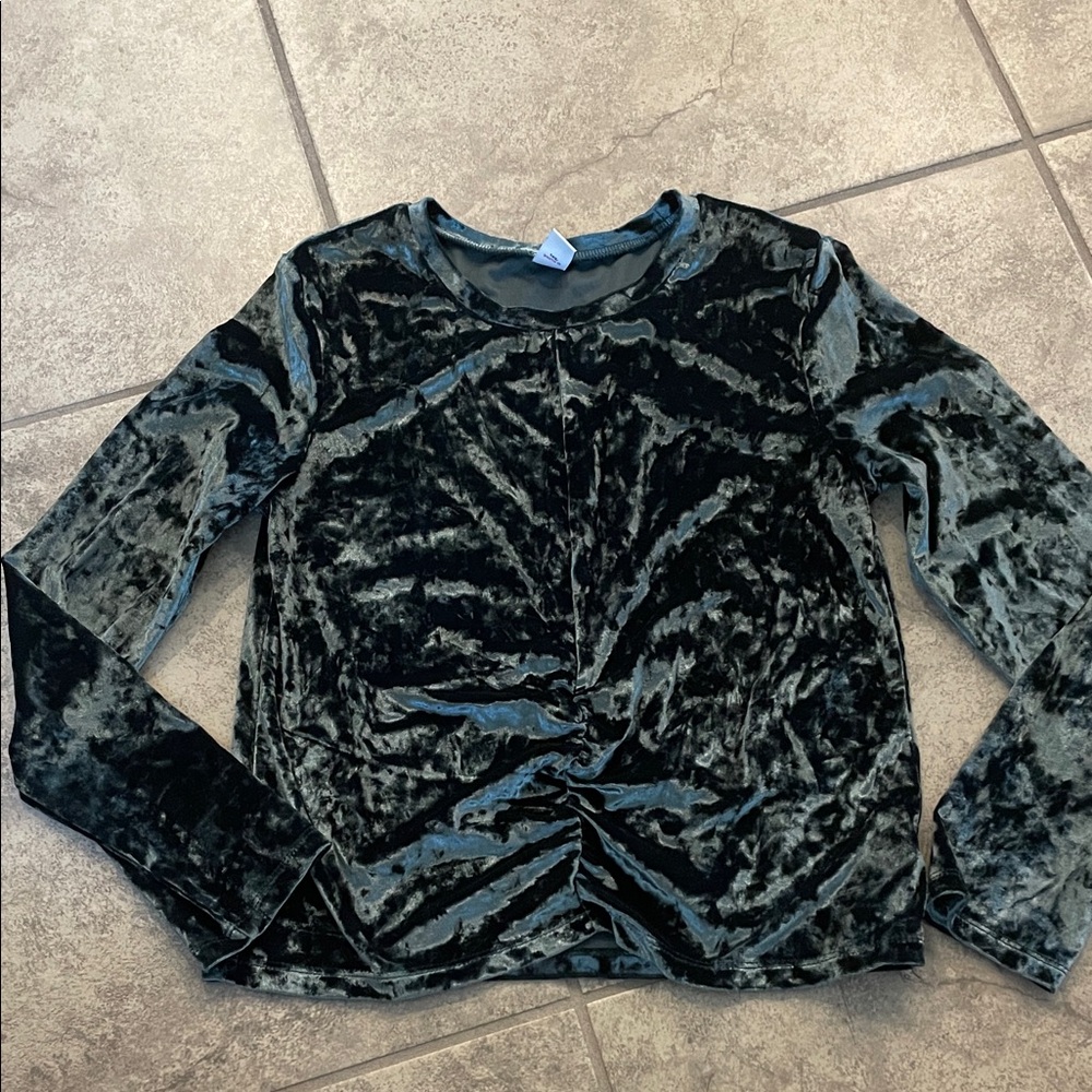 Old Navy Velvet Long Sleeve Top - Black and Gray
